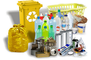 Żółty worek i pojemnik - odpady plastikowe i metalowe